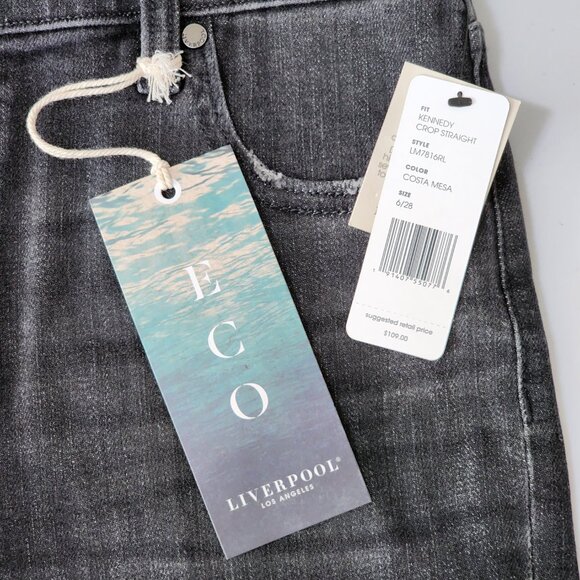 NWT Liverpool Kennedy Crop Straight Jeans Size 28 Black Distressed 90s Y2K - Picture 8 of 8